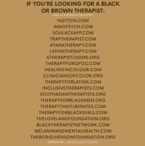 Connecting with Black and Brown Therapists