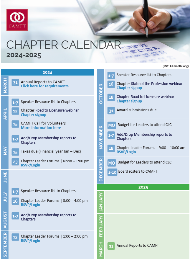 Chapter Calendar March